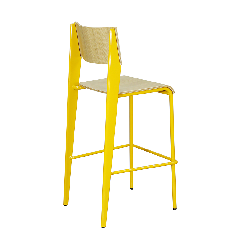 oak veneer metal frame bar chair